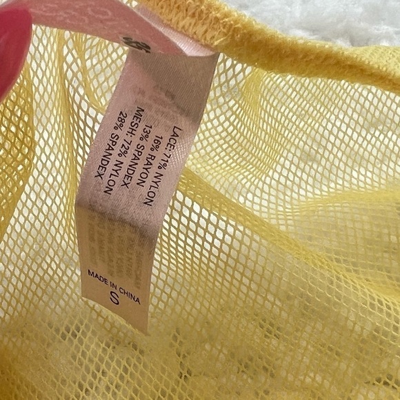 NWOT Victoria’s Secret yellow floral lace strappy panty sheer small - Picture 5 of 8